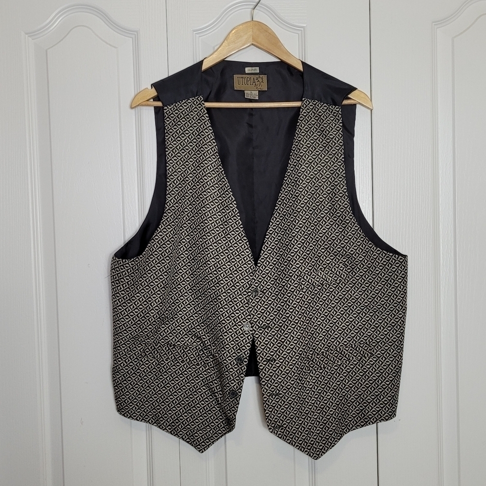 Vintage Black and White Patterned Vest